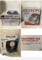 SALTER MECHANICAL SCALE TO INCLUDE REVLON PEDIPREP SPA WITH PEDICURE SET