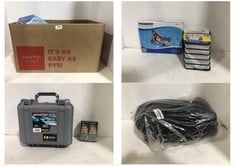 BOX OF ASSORTED ITEMS TO INCLUDE PELICAN 1300 WATERTIGHT PROTECTOR CASE