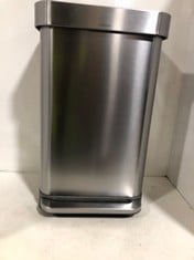 SIMPLEHUMAN 45L RECTANGULAR STEP WASTE BIN STAINLESS STEEL GREY PLASTIC RRP- £149.95