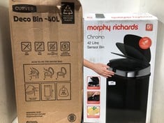 MORPHY RICHARDS CHROMA 42 LITRE SENSOR BIN TO INCLUDE CURVER DECO BIN - 40L