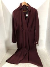 RALPH LAUREN LONG SLEEVE MAXI DRESS SIZE 12 PLUM RRP- £259