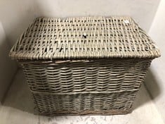 WASHED NATURAL WICKER STORAGE BOX