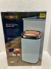 TOWER ROSE GOLD EDITION 58 LITRE SQUARE SENSOR BIN WHITE