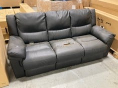 BLACK LEATHER 3 SEATER SOFA