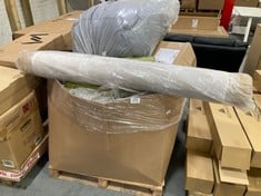 PALLET OF ASSORTED ITEMS TO INCLUDE LARGE GREY POUFFE (KERBSIDE PALLET DELIVERY)