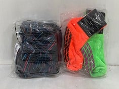 PALLET OF ASSORTED CLOTHING TO INCLUDE RAINBOW SOCKS IN ORANGE (KERBSIDE PALLET DELIVERY)