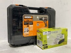 WORX NITRO 20V CORDLESS BRUSHLESS IMPACT DRILL - MODEL NO. WX352.4 TO INCLUDE RYOBI ONE 18V COMPACT FAST CHARGER - MODEL NO. RC18120