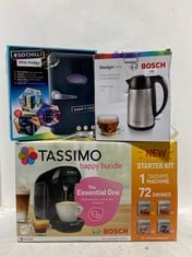 3 X ASSORTED KITCHEN ITEMS TO INCLUDE BOSCH TASSIMO HAPPY POD COFFEE MACHINE - MODEL NO. TAS1002GB7