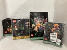 4 X ASSORTED LEGO SETS TO INCLUDE BOTANICAL COLLECTION FLOWER BOUQUET - ITEM NO. 10280