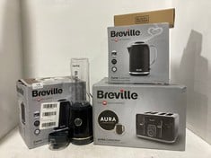 4 X ASSORTED BREVILLE APPLIANCES TO INCLUDE CURVE COLLECTION BLACK GLOSS JUG KETTLE 1.7L