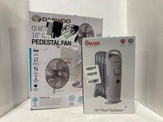 SWAN OIL FILLED RADIATOR TO INCLUDE DAEWOO 16'' PEDESTAL DESK FAN