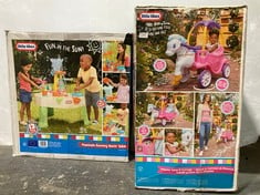 LITTLE TIKES PRINCESS HORSE AND CART TO INCLUDE LITTLE TIKES FOUNTAIN FACTORY WATER TABLE