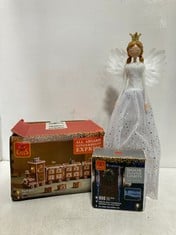 APPROX 8 X ASSORTED DECORATION ITEMS TO INCLUDE 50CM BATTERY OPERATED WHITE ANGEL DECORATION WITH LIGHT UP DRESS