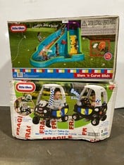 LITTLE TIKES SLAM 'N' CURVE INFLATABLE WATER SLIDE TO INCLUDE LITTLE TIKES PATROL POLICE RIDE ON CAR - TOTAL RRP £464