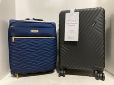 ROCK LUGGAGE SANTIAGO HARDSHELL 8-WHEEL SUITCASE SMALL BLACK TO INCLUDE ROCK LUGGAGE SLOANE UNDERSEAT SUITCASE BLUE - TOTAL RRP £145