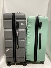 ROCK LUGGAGE SANTIAGO HARDSHELL 8-WHEEL SUITCASE MEDIUM TURQUOISE TO INCLUDE ROCK LUGGAGE LISBON LARGE SUITCASE GREY - TOTAL RRP £160