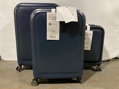 ROCK LUGGAGE AUSTIN 8-WHEEL HARDSHELL PP 3PC SUITCASE WITH TSA LOCK NAVY - RRP £285