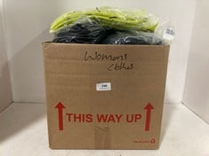 BOX OF ASSORTED WOMEN'S CLOTHING ITEMS TO INCLUDE RUCHED BODYCON MIDI DRESS LIME GREEN - SIZE 16 (RRP £60)