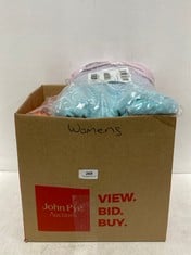 BOX OF ASSORTED WOMEN'S CLOTHING ITEMS TO INCLUDE CATHERINE LANSFIELD OMBRE ADULT BEACH PONCHO TOWEL BLUE / PINK - ONE SIZE