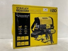 STANLEY FATMAX V20 LI-ION 18V COMBI DRILL AND IMPACT DRIVER - MODEL NO. SFMCK465D2S-GB - RRP £159