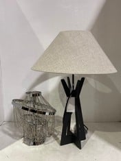 MICHELLE KEEGAN ANGEL TABLE LAMP CHROME TO INCLUDE MICHELLE KEEGAN CARETTE TABLE LAMP BLACK / LINEN - TOTAL RRP £125