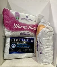 3 X ASSORTED BEDDING ITEMS TO INCLUDE SLUMBERDOWN SUPER SUPPORT 2 PILLOW SET