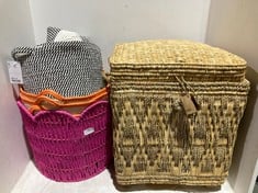 6 X ASSORTED STORAGE BASKETS TO INCLUDE TAZA PANIER WOVEN PATTERN STORAGE BOX