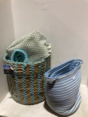 QTY OF ASSORTED STORAGE BASKETS TO INCLUDE DWELL STUDIO STORAGE BIN