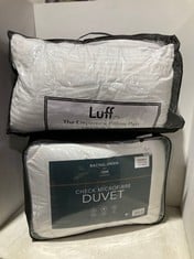 LUFF THE EMPEROR'S PILLOW PAIR TO INCLUDE RACING GREEN CHECK MICROFIBRE DUVET- DOUBLE 13.5 TOG