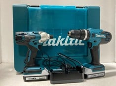 MAKITA 18V G-SERIES CORDLESS COMBI HAMMER DRILL & IMPACT DRIVER KIT WITH 2 X 2AH LI-ION BATTERIES - MODEL NO. DK18922A - RRP £179