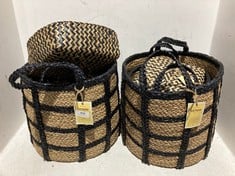 6 X STORAGE BASKETS TO INCLUDE HANDCRAFTED WOVEN BASKET IN NEUTRAL/BLACK