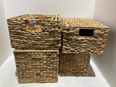 QTY OF STORAGE BOXES TO INCLUDE HANDCRAFTED WOVEN WICKER STORAGE BOX WITH LID