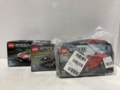 3 X ASSORTED LEGO SPEED CHAMPIONS TO INCLUDE FERRARI F40 SUPERCAR, PORSCHE 963 AND MCLAREN 2023 FORMULA 1 CAR