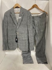 TOMMY HILFIGER 2-PIECE LINEN CHECK SLIM FIT SUIT HAMPTON ISLAND LIFE IN COLOUR LIGHT GREY- SIZE 98- RRP £530