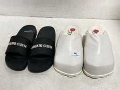 AXEL ARIGATO 2014 BLACK LOGO SLIDERS - SIZE 36 TO INCLUDE YUME YUME FAUX LEATHER WHITE FLAT MULES IN UK SIZE 3- TOTAL RRP £343