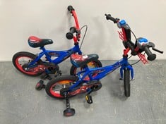 2 X HUFFY SPIDER-MAN BOYS BIKE IN BLUE / RED 14'' (SALEROOM 40)