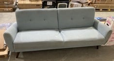 4 SEATER SOFA IN LIGHT BLUE FABRIC (RIPPED) (ZONE 1)