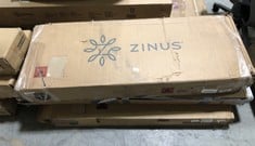 3 X ASSORTED FURNITURE TO INCLUDE ZINUS EVELYN DOUBLE BED FRAME IN GREY FABRIC (ZONE 1)