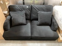 2 SEATER BLACK SUEDE SOFA (ZONE 1) (KERBSIDE PALLET DELIVERY)