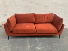 3 SEATER SOFA IN RUST ORANGE VELVET (SALEROOM 40)