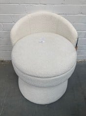 SLATE AND TWEED MODERN ROUND STORAGE STOOL IN WHITE BOUCLE - RRP �160 (SALEROOM 40)