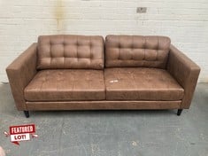 3 SEATER SOFA IN DARK BROWN LEATHER - RRP �1000 (SALEROOM 40)