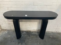 WOODEN CONSOLE TABLE IN BLACK WITH RAINBOW STYLE RIDGES (SALEROOM 40)