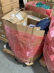 PALLET OF ASSORTED ITEMS TO INCLUDE BOX OF SMALL PLASTIC LIGHT BLUE PLAY PIT BALLS TO INCLUDE DOMISO LAPTOP BAG IN SAGE GREEN (ZONE 4) (KERBSIDE PALLET DELIVERY)