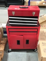 3 DRAWER PORTABLE CHEST IN RED TO INCLUDE 2 DOOR 2 DRAWER TOOL STORAGE IN RED (ZONE 4)