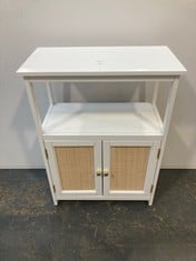 SMALL 2 DOOR BATHROOM STORAGE CABINET IN WHITE / NATURAL - RRP �260 (SALEROOM 40)