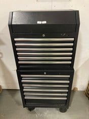 6 DRAWER TOP CHEST IN BLACK TO INCLUDE 6 DRAWER MOBILE TROLLEY TOOL STORAGE (ZONE 4)