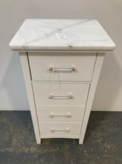 4 DRAWER SMALL CHEST IN WHITE WITH MARBLE TOP - RRP �160 (SALEROOM 40)