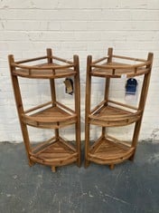 2 X ACACIA WOODEN 3 TIER BATHROOM SHELF - TOTAL LOT RRP �200 (SALEROOM 40)