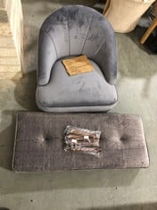 VLIMO CALO ACCENT CHAIR IN GREY - MODEL NO. VM52R - RRP - �60 TO INCLUDE GRAPHITE GREY 1 PERSON BENCH WITH DARK STAIN OAK LEGS (ZONE 4)